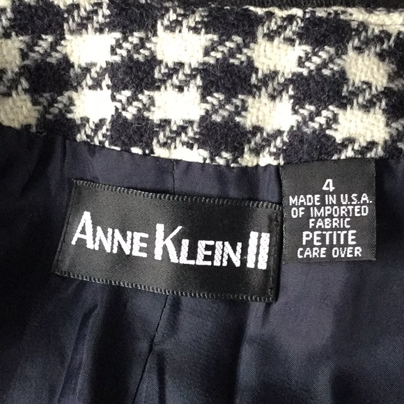 Vintage 80’s houndstooth plaid wool silk blazer - Picture 3 of 5